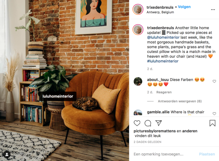 Instagrampost van Trix de Breul over Lulu als resultaat van public relations en influencer campagne