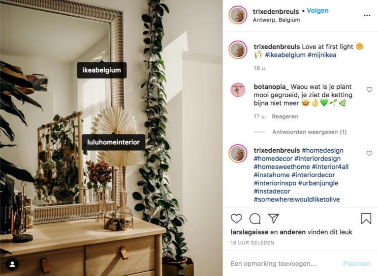 Instagrampost van Trix de Breul over Lulu als resultaat van public relations en influencer campagne