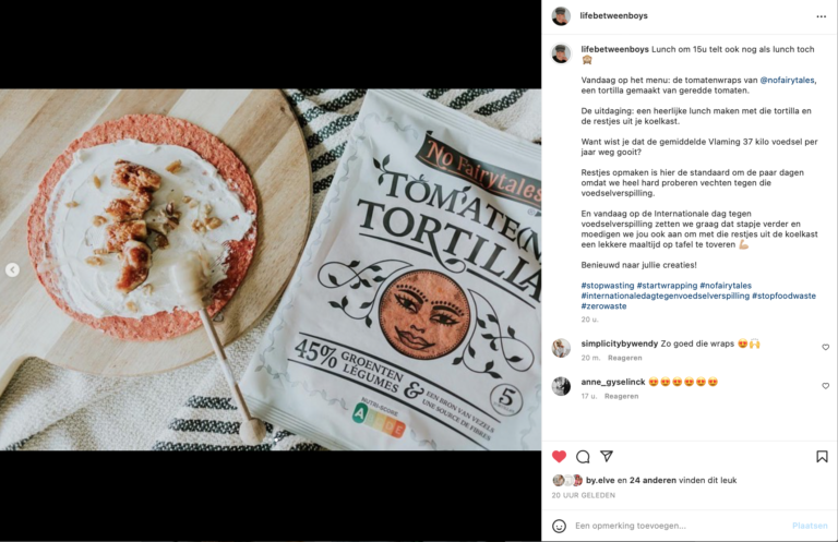 Instagrampost van Carina Kaba als resultaat van een influencer campagne voor foodmerk No Fairytales