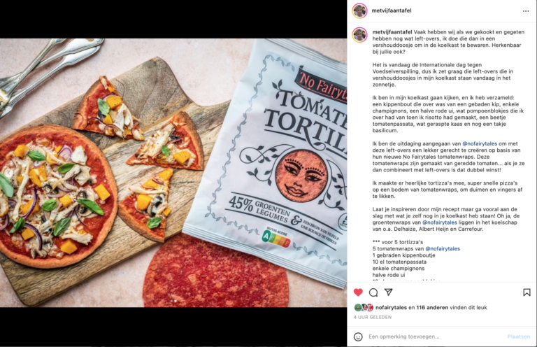 Instagrampost van Kathleen Brenders als resultaat van een influencer campagne voor foodmerk No Fairytales