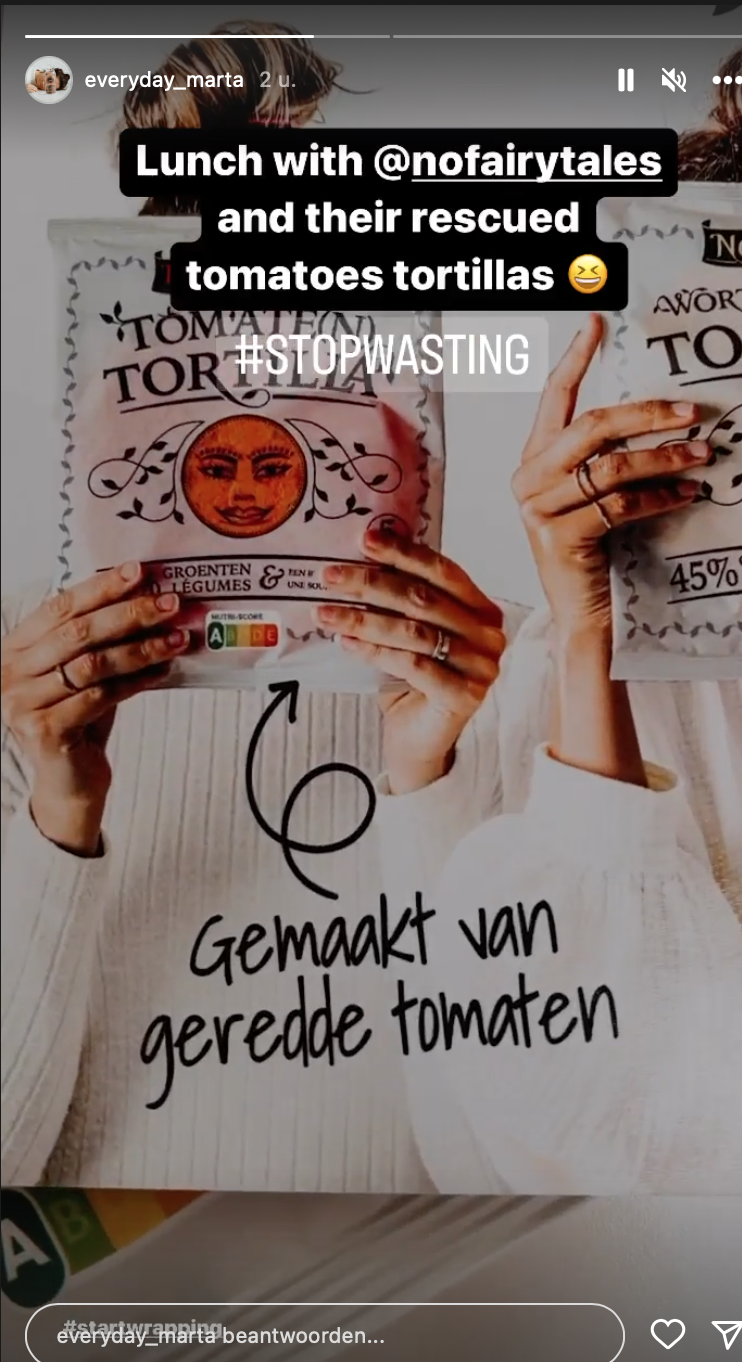 Instagramstory van Martha Majewska als resultaat van een influencer campagne voor foodmerk No Fairytales
