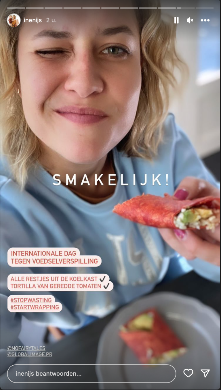 Instagramstory van Ine Nys als resultaat van een influencer campagne voor foodmerk No Fairytales