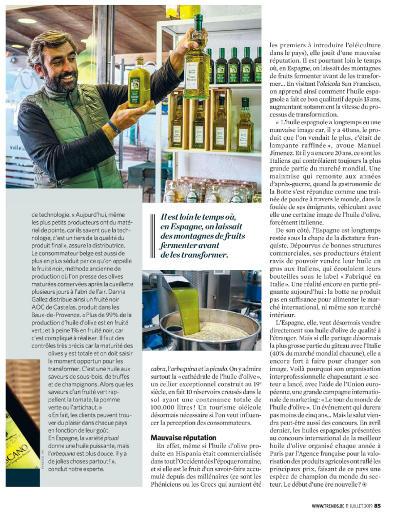 Artikel in Trends/Tendances over Olive Oils from Spain als resultaat van public relations campagne