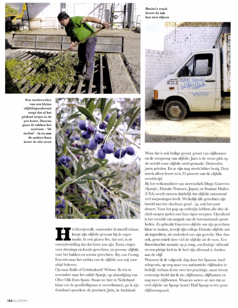 Artikel in Elle Eten over Olive Oils from Spain als resultaat van public relations campagne